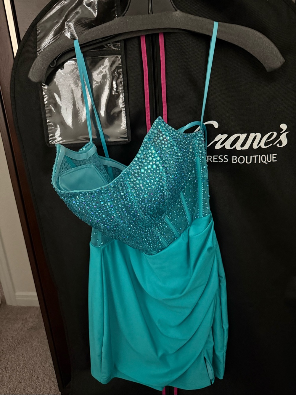 Ashely Lauren from Cranes Boutique Teal Beaded Chemise